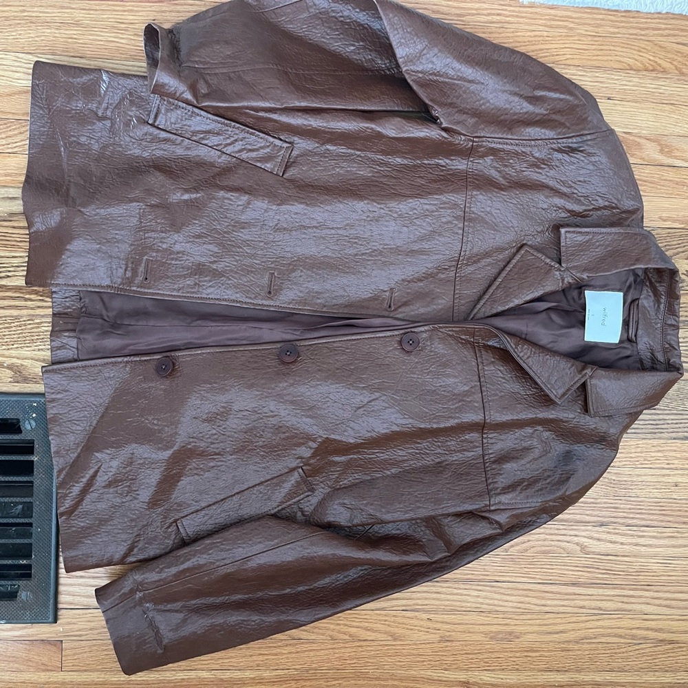 Aritzia Babaton Brown Leather Textured Jacket